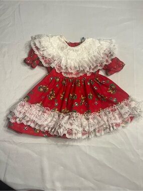 Red Holiday Lace-Trim Girls' 3T Dress
